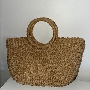 Elegant Tan Woven Tote Bag